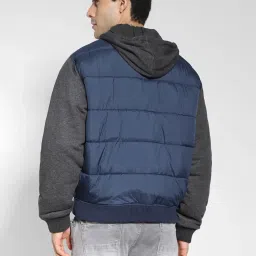 American Eagle Navy Regular Fit Quilted Hooded Jacket image 2