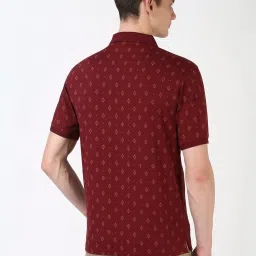 Peter England Maroon Cotton Regular Fit Printed Polo T-Shirt image 2