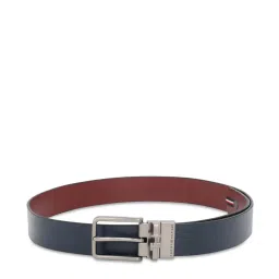 Tommy Hilfiger Merger Navy & Wine Leather Textured Reversible Belt image 2
