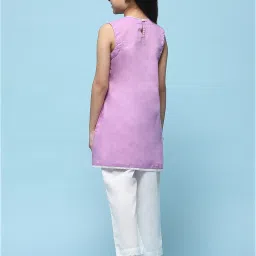 BIBA Girls Purple & White Embroidered Kurta with Plazzos image 2