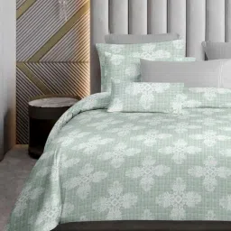 Ariana VENICE Aqua Cotton 600 TC Double Size Bedsheet With 2 Pillow Covers image 2