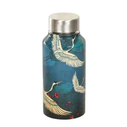 India Circus by Krsnaa Mehta Navy Steel Legend Of The Cranes Small Water Bottle (0.55 L) image 2
