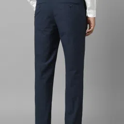 Louis Philippe Navy Slim Fit Checks Trousers image 2
