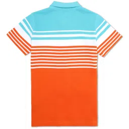 United Colors of Benetton Kids Orange & Blue Striped Polo T-Shirt image 2