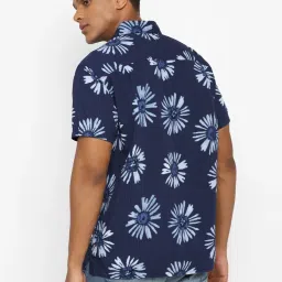 American Eagle Outfitters Navy Cotton Regular Fit Floral Print Shirt image 2