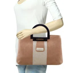 Esbeda Light Brown & Cream Textured Handbag image 5