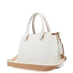 ALDO White Solid Medium Satchel Handbag with Pouch image 2