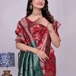 Moda Rapido Woven Design Silk Blend Kanjeevaram Saree image 5