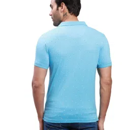 Parx Light Blue Cotton Regular Fit Printed Polo T-Shirt image 2