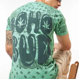 Bewakoof Green Cotton Regular Fit Printed T-Shirt image 2