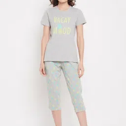 MADAME Grey Graphic Print Capri Set-image-27
