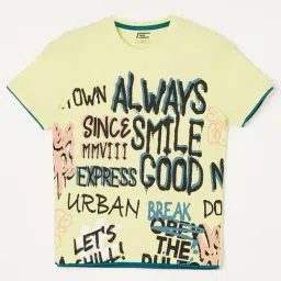 Fame Forever by Lifestyle Kids Yellow Cotton Printed T-Shirt-picture-19
