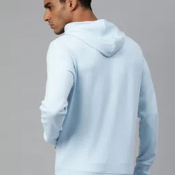 ALCIS Light Blue Slim Fit Printed Hooded Sweatshirt image 2