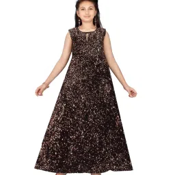 Aarika Kids Peach & Black Embellished Gown image 1