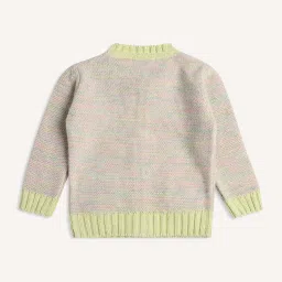 Wingsfield Girls Green & Grey Self Full Sleeves Sweaters & Cardigans image 2