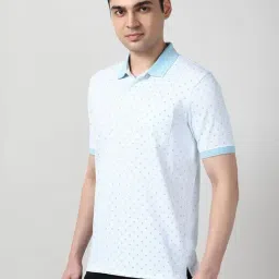 Peter England White Cotton Regular Fit Printed Polo T-Shirt image 3