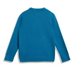 Tommy Hilfiger Kids New Teal Cotton Regular Fit Full Sleeves Sweater image 2