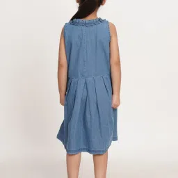 Creative Kid's Girls Blue Cotton Regular Fit Dress image 2