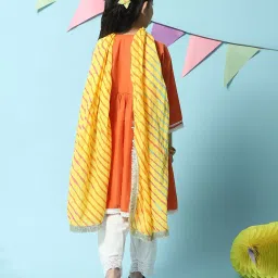 BIBA Girls Orange & White Embroidered Kurta with Sharara image 2