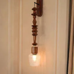 Fos Lighting Brown Wood Long Bead Wall Lamp image 2