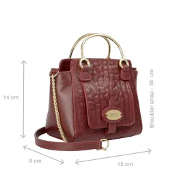 Hidesign Red Textured Medium Handbag image 2
