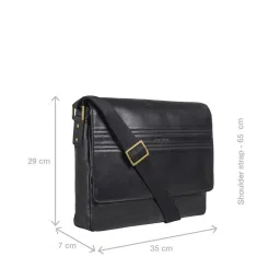 Hidesign Ee Adam 01 Mel Ran Black Leather Solid Messenger Bag image 2