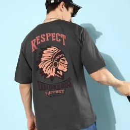 Difference of Opinion Dark Grey Loose Fit Graphic Print Oversized Cotton Crew T-Shirt image 2