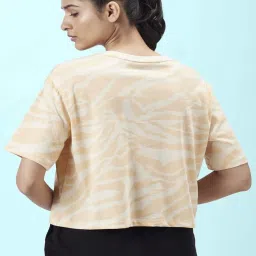 Ajile by Pantaloons Beige & White Cotton Printed Sports Top image 2