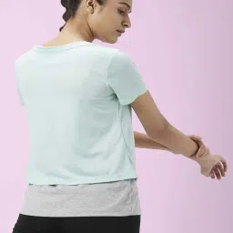 Ajile by Pantaloons Mint Green & Grey Graphic Print Sports Top With Inner image 2