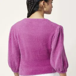 People by Pantaloons Pink Regular Fit Sweater image 2