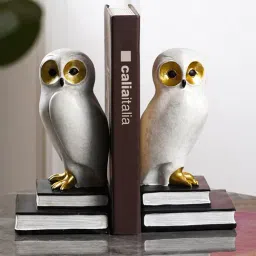 The Artment Decorative Set of 2 White Owl Polyresin Bookend - Book Organizer-image-28