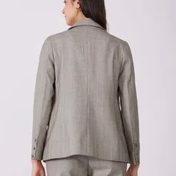 Fablestreet Grey Polyester Chequered Blazer image 2