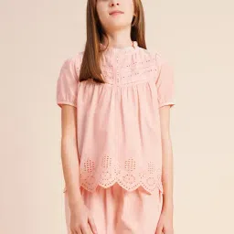 VERO MODA GIRL Strawberry Cream Self Design Regular Fit Top-picture-47