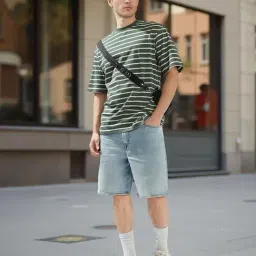 High Star Multicolor Cotton Relaxed Fit Striped T-Shirt image 2