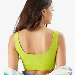 The Souled Store Green Cotton Striped Bralette image 2