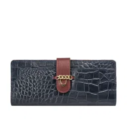 Hidesign Atria Cro Mel Ran Navy Textured Bi-Fold Wallet for Women image 2