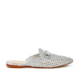 London Rag Women's Silver Mule Shoes image 2