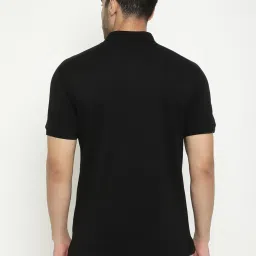 Octave Black Cotton Regular Fit Printed Polo T-Shirt image 2