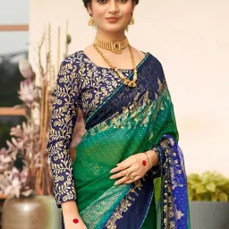 Saree Mall Green Embellished Sarees With Unstitched Blouse image 2