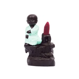 ecraftindia Karate Style Monk Buddha Smoke Backflow Incense Holder Showpiece with 10 free Smoke Backflow Cones image 3