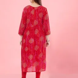 Aarika Kids Girls Red-Rani Colour Cotton Printed Kurti Legging Set image 2