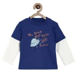 MINIKLUB Boys Navy & White Printed Full Sleeves T-Shirt-image-64
