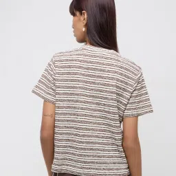 studiofit women Studiofit by Westside Brown Stripe Printed Cotton T-Shirt image 2