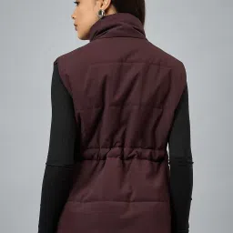 CLUB YORK Wine Polyester Solid Sleeveless Jacket image 2