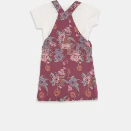 Pantaloons Junior Dusty Pink Cotton Floral Print Dress Set image 2