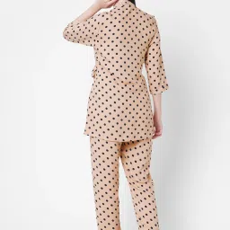 Sweet Dreams Beige Regular Fit Polka Dot Night Suits image 2