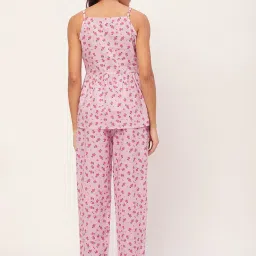 Moomaya Pink Cotton Floral Print Top With Pyjamas image 2