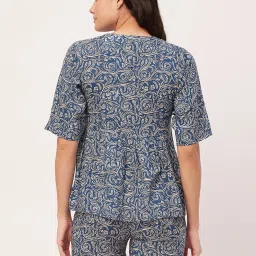 Moomaya Blue Floral Print Top With Shorts image 2