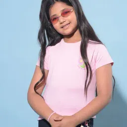 Crimsoune Club Kids Pink Solid T-Shirt-image-75