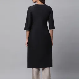 Aurelia Black Regular Fit Solid Kurta image 2
